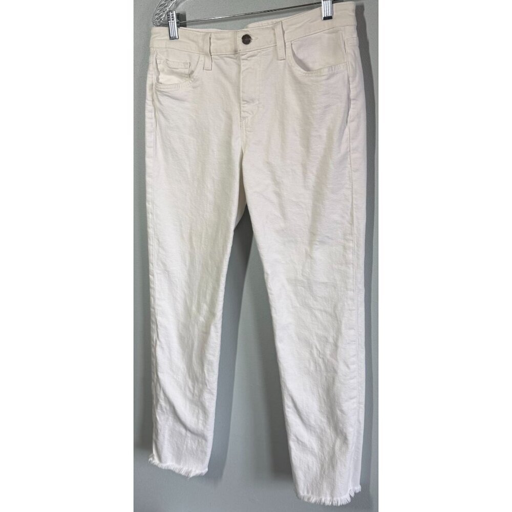 Joe's Jeans Womens White The Lara Mid Rise Cigarette Ankle Jean Sz 29 Freyed Hem